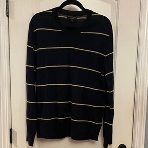 Banana Republic - Dark Blue V-Neck Sweater with Cream Stripes